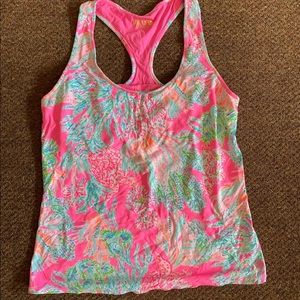 Lilly Pulitzer UPF 50+ Luxletic Mina Bra Tank Top Prosecco Pink Seaing Things